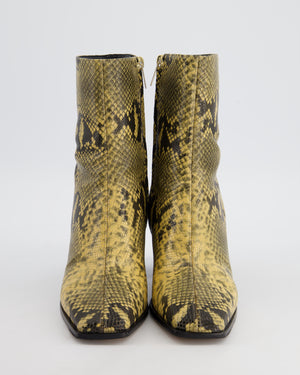 Jimmy Choo Bryelle Yellow 
Black Snake Printed Leather Ankle Boots Detail Size EU 38.5