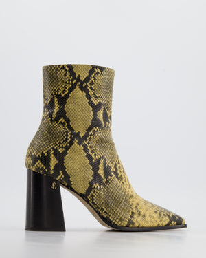 Jimmy Choo Bryelle Yellow 
Black Snake Printed Leather Ankle Boots Detail Size EU 38.5