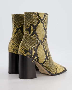 Jimmy Choo Bryelle Yellow 
Black Snake Printed Leather Ankle Boots Detail Size EU 38.5