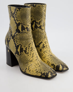 Jimmy Choo Bryelle Yellow 
Black Snake Printed Leather Ankle Boots Detail Size EU 38.5