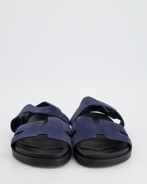 Hermès Genius Sandals In Bleu Nuit Suede Leather Size EU 42 RRP £770