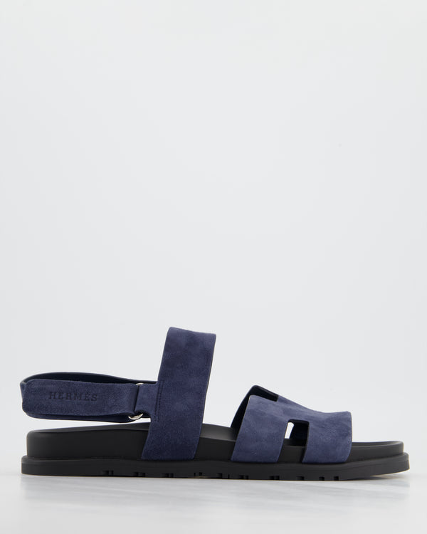 Hermès Genius Sandals In Bleu Nuit Suede Leather Size EU 42 RRP £770