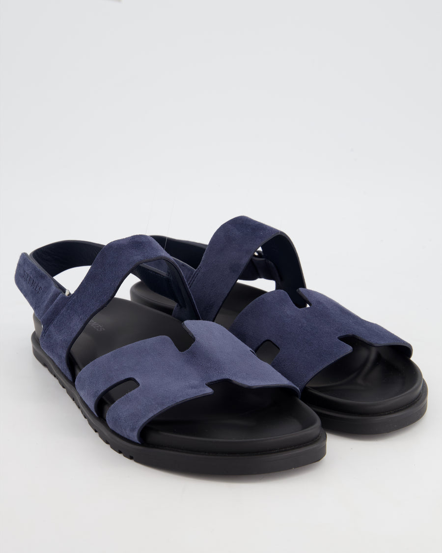 Hermès Genius Sandals In Bleu Nuit Suede Leather Size EU 42 RRP £770