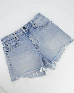 Alexander Wang Light Washed Blue Denim Shorts with Distressed Hem Details Size 25 (UK 6)