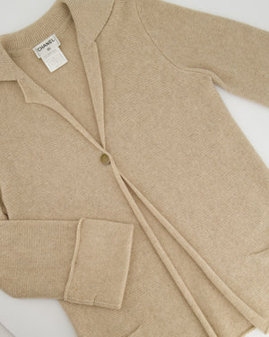 Chanel 99/A Beige Cashmere Long Sleeve Cardigan Size FR 40 (UK 12)