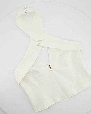 Cult Gaia White Cropped Bandeau Top with Cross Neck Detail IT 36 (UK 4)