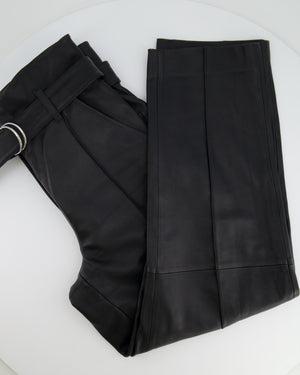 Yves Salomon Black Straight Leather Trousers Size FR 34 (UK 6)