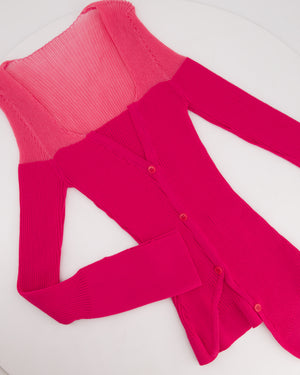 Jacquemus Hot Pink Asymmetric Ribbed Cardigan FR 38 (UK 10)