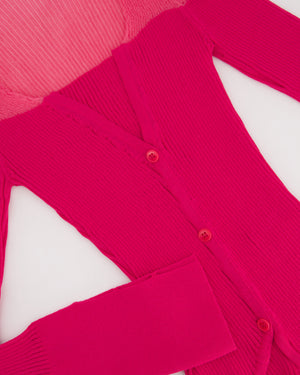 Jacquemus Hot Pink Asymmetric Ribbed Cardigan FR 38 (UK 10)