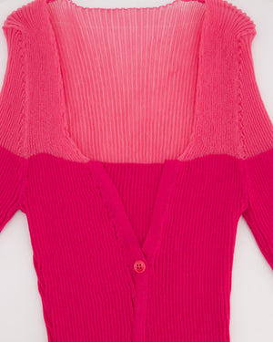 Jacquemus Hot Pink Asymmetric Ribbed Cardigan FR 38 (UK 10)