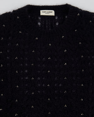 Saint Laurent Black See-Through Jumper with Silver Crystals Details Size FR 36 (UK 8)