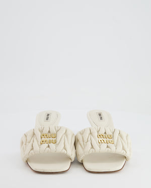 Miu Miu Cream en Cuir Nappa Padded Kitten Heel Size EU 37