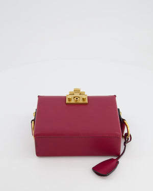 Christian Dior Burgundy Leather Dior Addict Box with Antique Gold Hardware