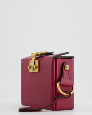 Christian Dior Burgundy Leather Dior Addict Box with Antique Gold Hardware