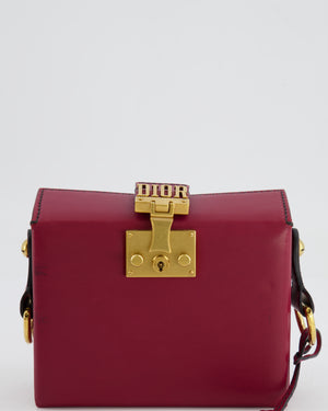 Christian Dior Burgundy Leather Dior Addict Box with Antique Gold Hardware