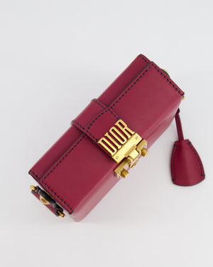 Christian Dior Burgundy Leather Dior Addict Box with Antique Gold Hardware