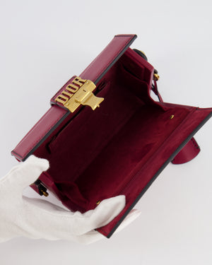 Christian Dior Burgundy Leather Dior Addict Box with Antique Gold Hardware