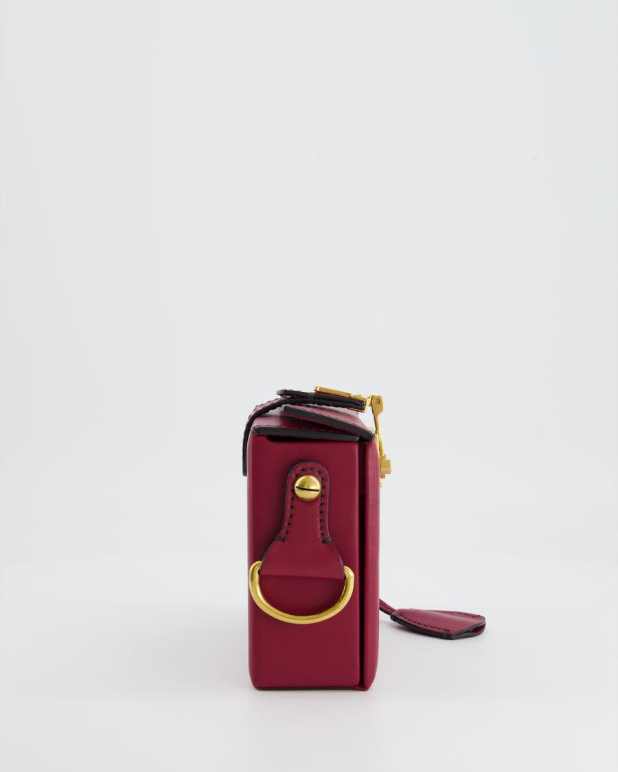 Christian Dior Burgundy Leather Dior Addict Box with Antique Gold Hardware