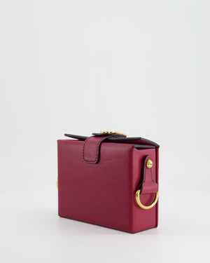 Christian Dior Burgundy Leather Dior Addict Box with Antique Gold Hardware