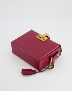 Christian Dior Burgundy Leather Dior Addict Box with Antique Gold Hardware