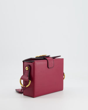 Christian Dior Burgundy Leather Dior Addict Box with Antique Gold Hardware