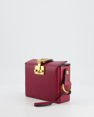 Christian Dior Burgundy Leather Dior Addict Box with Antique Gold Hardware