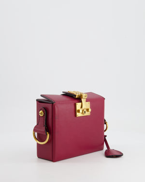 Christian Dior Burgundy Leather Dior Addict Box with Antique Gold Hardware