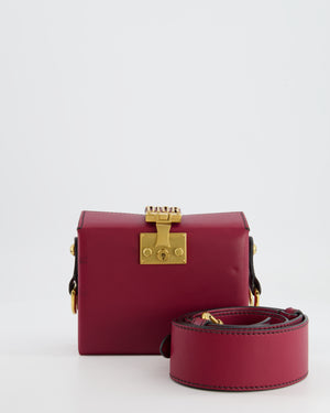 Christian Dior Burgundy Leather Dior Addict Box with Antique Gold Hardware