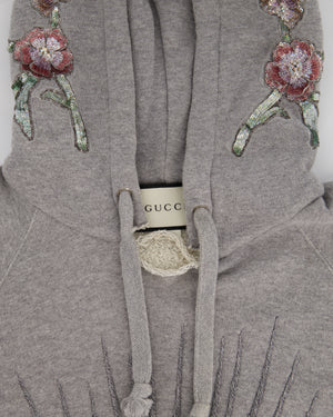 Gucci Grey 
Blind For Love
 Hoodie With Embroidery and Distressed Details Size S (UK 8)