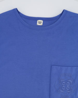 Hermès Blue T-Shirt with Logo Detail Size FR 38 (UK 10)