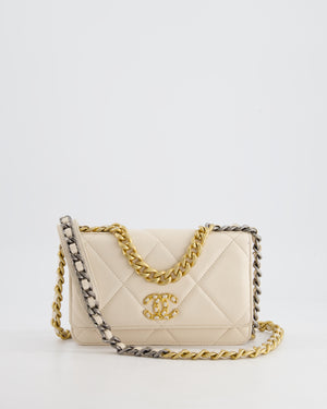 *HOT* Chanel 19 Cream Wallet on Chain in Lambskin Leather with Mixed Hardware