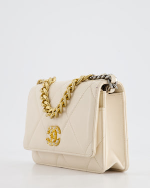 *HOT* Chanel 19 Cream Wallet on Chain in Lambskin Leather with Mixed Hardware