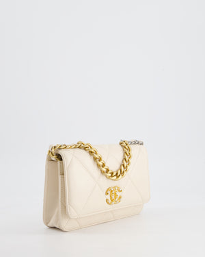 *HOT* Chanel 19 Cream Wallet on Chain in Lambskin Leather with Mixed Hardware