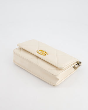 *HOT* Chanel 19 Cream Wallet on Chain in Lambskin Leather with Mixed Hardware