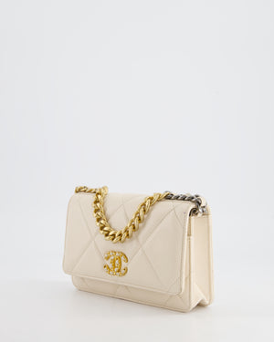 *HOT* Chanel 19 Cream Wallet on Chain in Lambskin Leather with Mixed Hardware