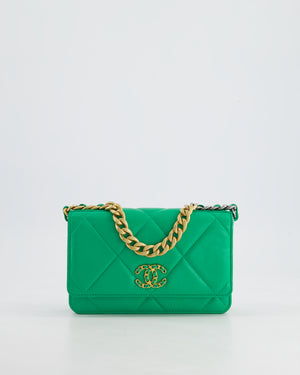 *HOT* Chanel 19 Green Wallet on Chain in Lambskin Leather with Mixed Hardware