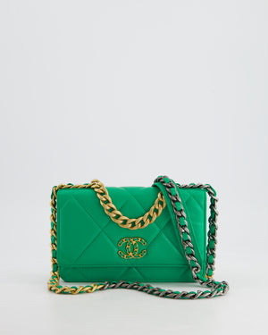 *HOT* Chanel 19 Green Wallet on Chain in Lambskin Leather with Mixed Hardware