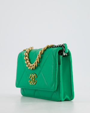 *HOT* Chanel 19 Green Wallet on Chain in Lambskin Leather with Mixed Hardware