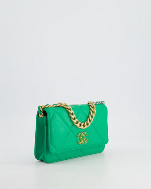 *HOT* Chanel 19 Green Wallet on Chain in Lambskin Leather with Mixed Hardware