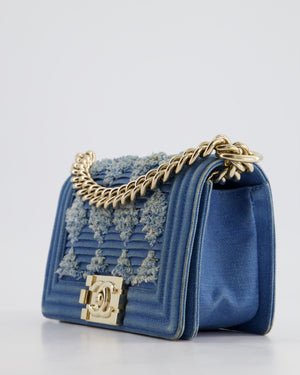 *HOT* Chanel Blue Small Boy Bag in Denim with Champagne Gold Hardware