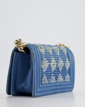 *HOT* Chanel Blue Small Boy Bag in Denim with Champagne Gold Hardware