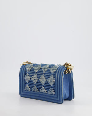 *HOT* Chanel Blue Small Boy Bag in Denim with Champagne Gold Hardware