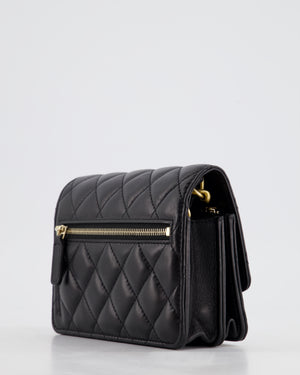 *HOT* Chanel Black Mini Seasonal Flap Bag In Lambskin Leather with Gold 
Black Hardware