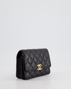 *HOT* Chanel Black Mini Seasonal Flap Bag In Lambskin Leather with Gold 
Black Hardware