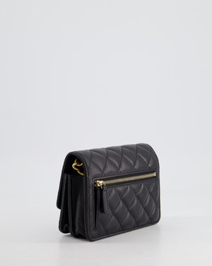 *HOT* Chanel Black Mini Seasonal Flap Bag In Lambskin Leather with Gold 
Black Hardware