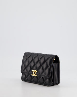 *HOT* Chanel Black Mini Seasonal Flap Bag In Lambskin Leather with Gold 
Black Hardware