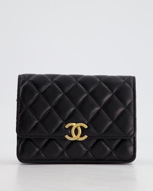 *HOT* Chanel Black Mini Seasonal Flap Bag In Lambskin Leather with Gold 
Black Hardware