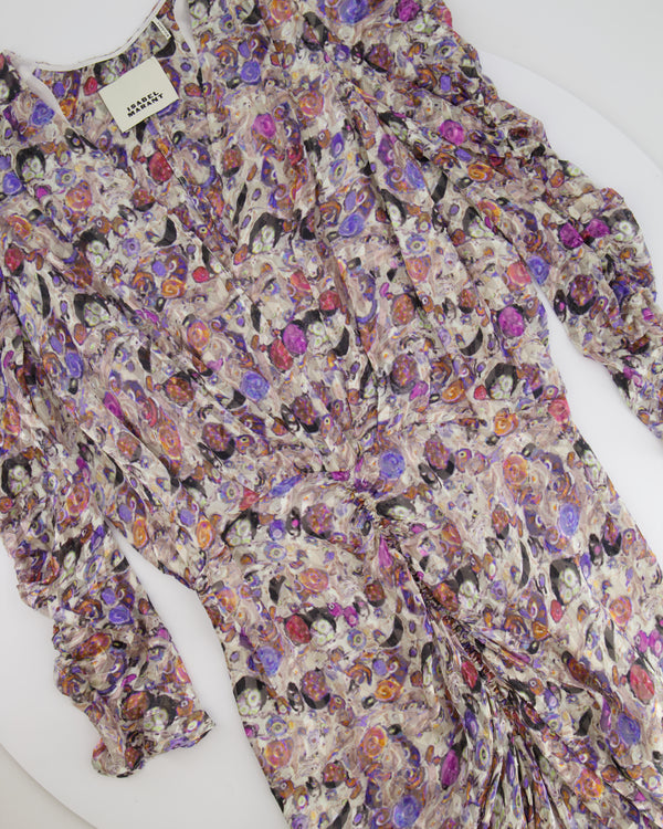 Isabel Marant Purple Floral Ruffled Long-Sleeve Maxi Dress Size FR 38 (UK 10)