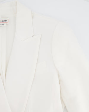 Alexander McQueen White Tailored Blazer with Peplum Hem Size IT 44 (UK 12)