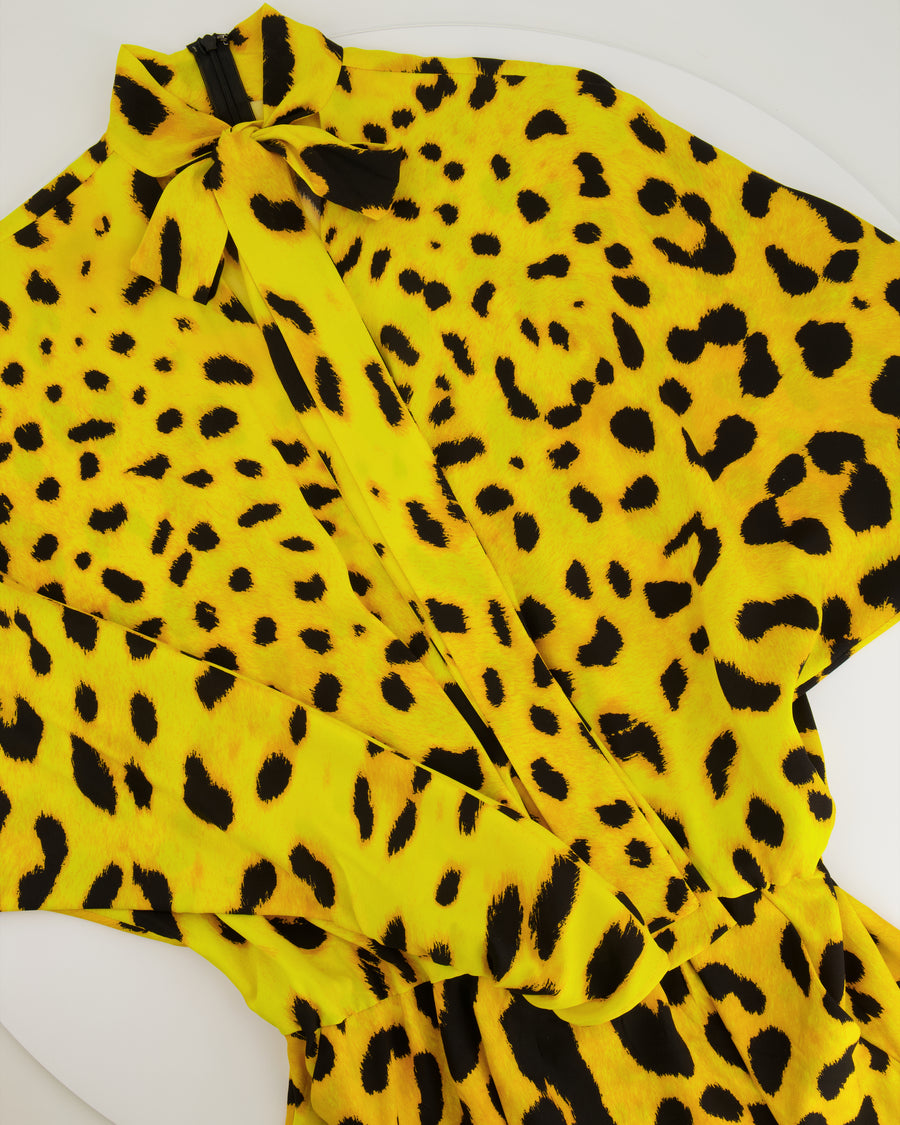 Dolce 
Gabbana Yellow, Black Leopard Printed Playsuit Size IT 42 (UK 10)